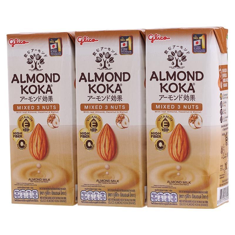กูลิโกะอัลมอนด์โคกะมิกซ์3นัทมิลค์ 180มล.แพค 3 Glico Almond Koka Mixed 3Nuts Milk 180ml. Pack 3 [บาร์โค้ด 8851019600109]
