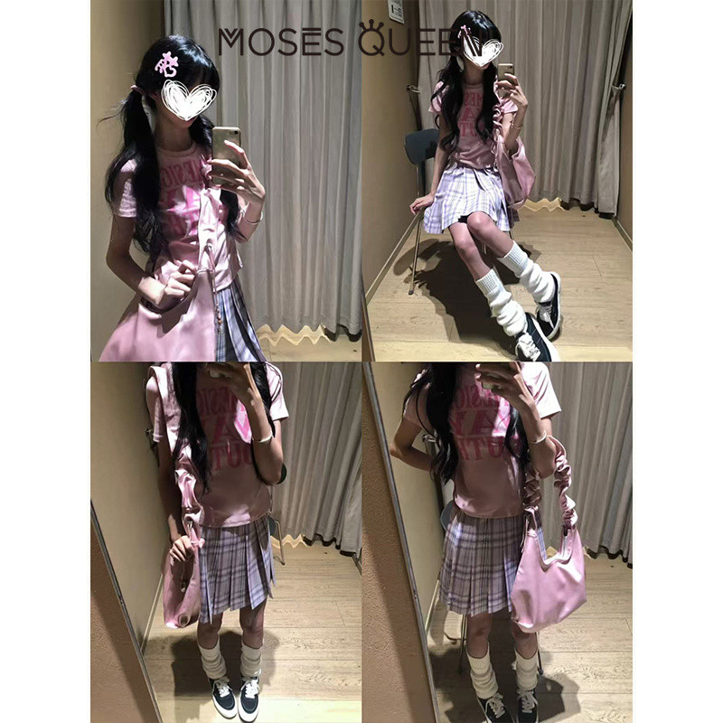 MOSESQUEEN تيشيرت وردي بطباعة حروف — صورة 5