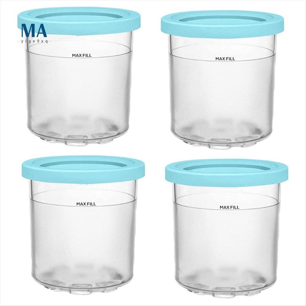 Mayige9xqถ้วยไอศกรีม,ภาชนะไอศกรีมพร้อมฝาปิดสําหรับ Creami Pints NC301 NC300 NC299AMZ Series เครื่องท