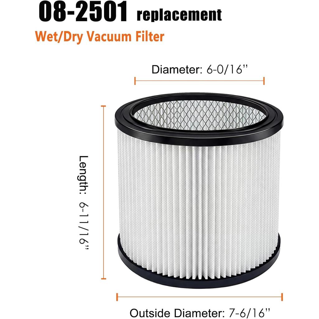 08-2501 Repalcement ตลับหมึกกรองเหมาะกับ Stanley/Hart 5-18 Gallon Wet Dry Shop สูญญากาศ, อุปกรณ์เสริ