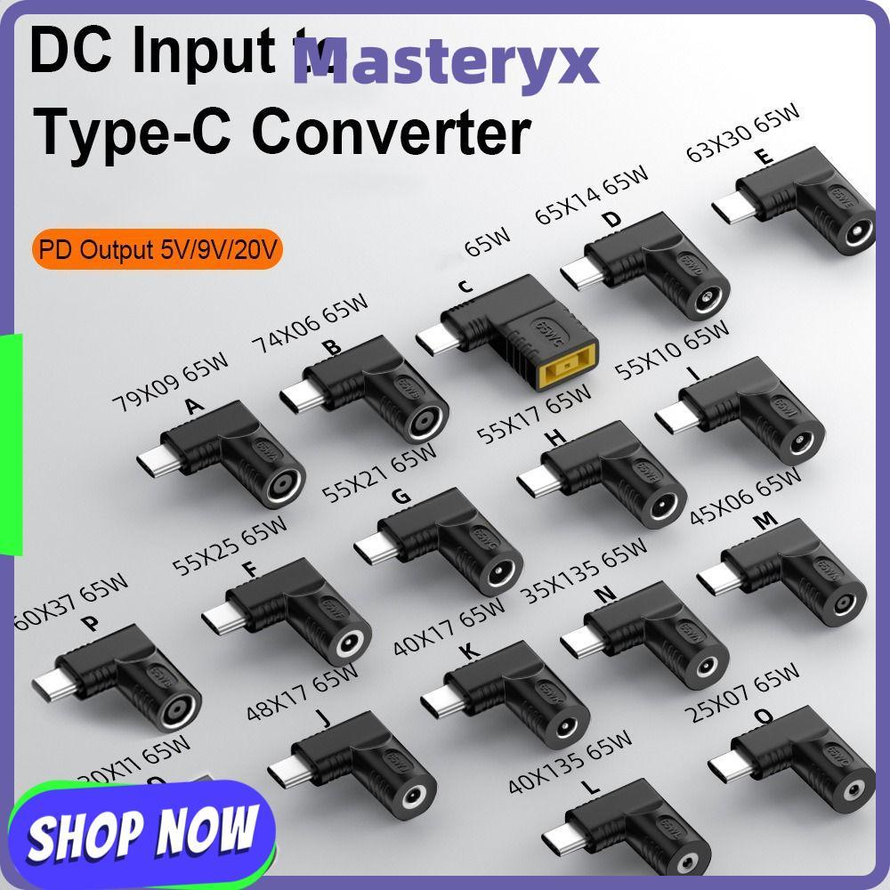 MASTERYX DC to Type C Converter 5v 9v 12v ปลั๊กสี่เหลี่ยม 5.5X2.5 7.4X0.9 4.5X0.6mm PD 65W สําหรับโท