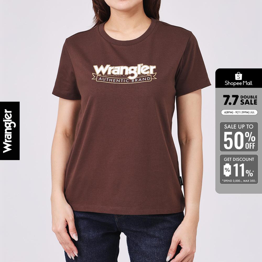 WRANGLER เสื้อยืดแขนสั้นผู้หญิง Regular รุ่น WR S426WTSSF27 สีน้ำตาล