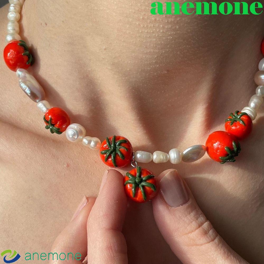 AIMEONE Multi Layer Choker, Blueberry สีสันลูกปัดผลไม้สร้อยคอ,แฟชั่น Stackable Layered Cherry Beaded Clavicle Chain วันหยุด