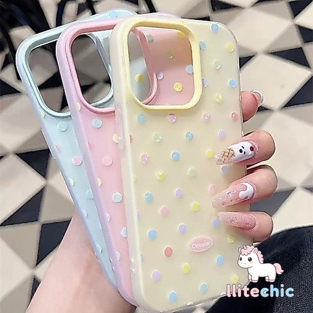 ของมาใหม่ เคสสำหรับไอโฟน13 ลายจุดสีสันสดใส เคสครอบสองชั้นสีสัน For IPhone17 16 11PRO 12 13 PROMAX 15 14 PLUS 7/8 XR XS