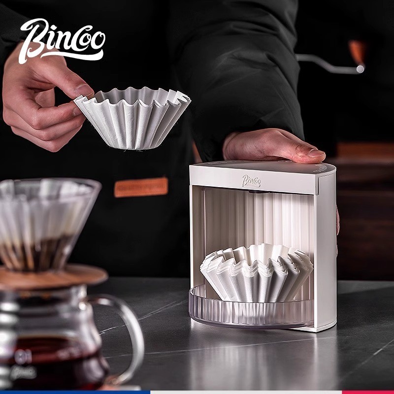 Bincoo Hand-Brewed Coffee Cake Bowl-Shaped Filter Paper Box 155/185 หยดกรอง Origami ถ้วยกรองป้องกันฝ