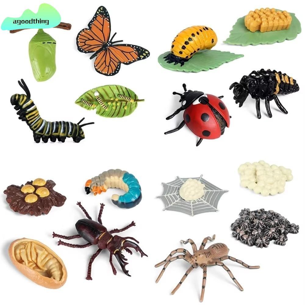 AGOODTHING 4 ชิ้น/เซ็ตสัตว์ Growth CYCLE,การศึกษา Miniature Miniature ขนาด Life CYCLE Figurines,ความ