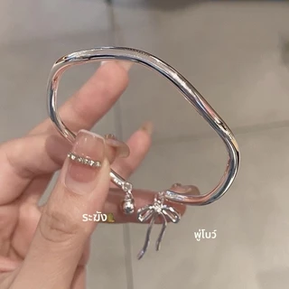 LK🔥​สร้อยข้อมือสตรีสไตล์เกาหลี ดีไซน์เรียบง่ายน่ารัก 💫 วัสดุสีเงินปรับขนาดได้ ไม่หลุดง่าย ✨ ส่งเร็วทั่วไทย​