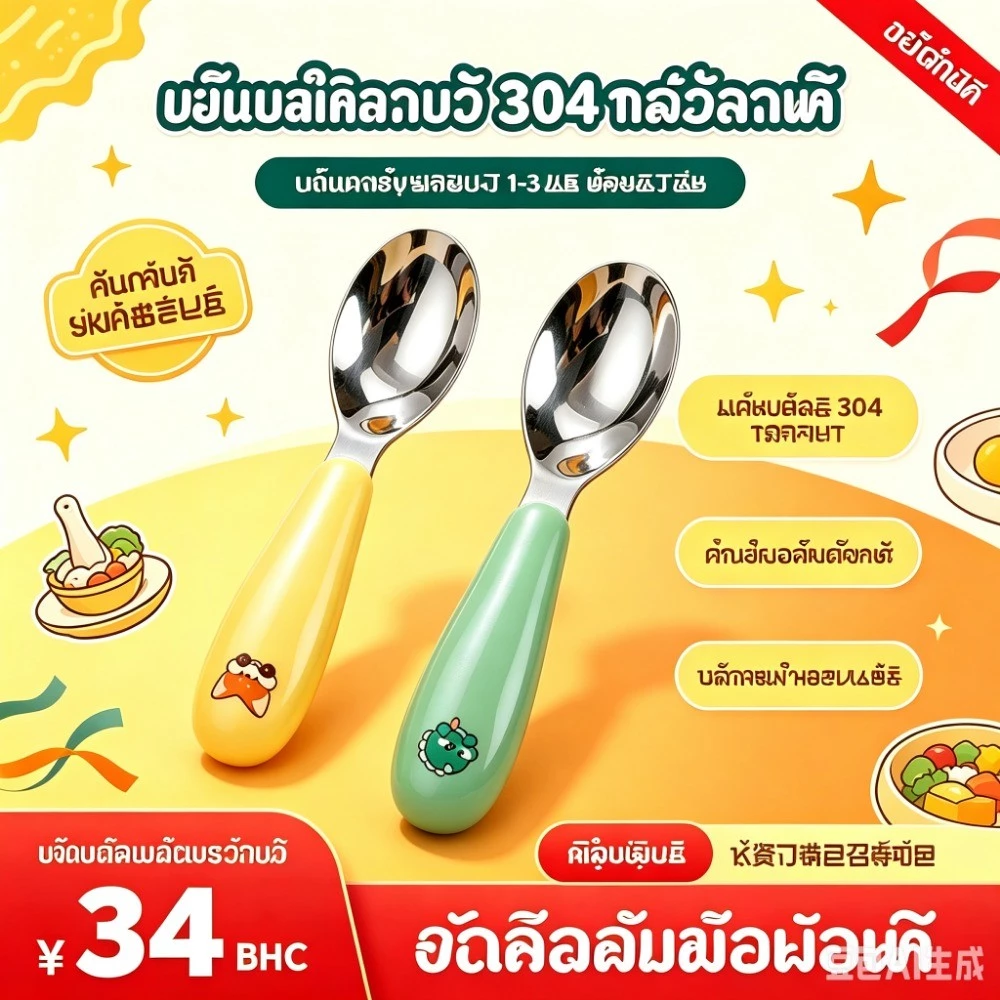 ชุดอาหารเด็ก 304 ชุดอาหารเด็กสแตนเลสอุปกรณ์ให้อาหารเด็กแบบพกพาช้อนอาหารเด็กสำหรับใช้ในบ้าน1-3 เกาหลีปีจิ๋วช้อนส้อม