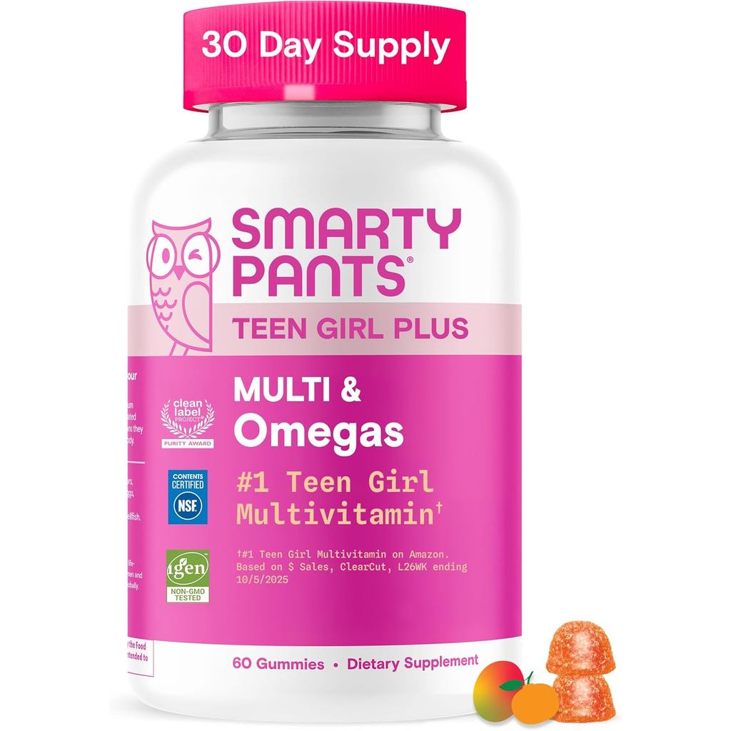 SmartyPants Girly Multivitamin Jelly, Omega 3 (DA/EPA), Vitamin C, D3, B12, Vitamin A, K and Zinc, B