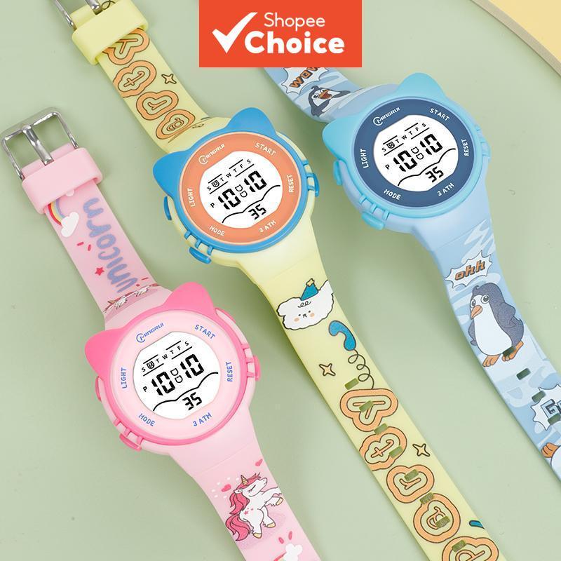 Casual นาฬิกาดิจิตอลสําหรับเด็ก 30M กันน้ํา Luminous Dial สําหรับสาวกลางแจ้งเล่นทุกวันสวมใส่ Party Travel ของขวัญน่ารัก Unisex