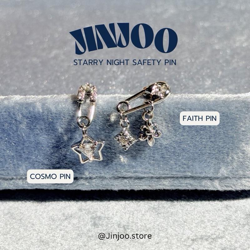 Jinjoo จิวต่างหูเข็มขัด รุ่น Starry Night Safety Pin ดีไซน์เข็มขัดดาว สแตนเลส316 (แป้นแบน)
