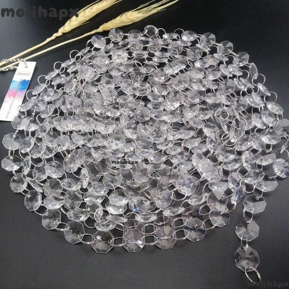 MOLIH พวงมาลัย Strand, 5 เมตรอะคริลิคแปดเหลี่ยมผ้าม่านลูกปัด, DIY แขวนคริสตัลเพชรสําหรับวันเกิดงานแต่งงาน