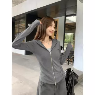 MUDO เสื้อคลุมกันแดดฤดูร้อน เสื้อฮู้ดแขนยาวทรงกระชับ ซิปโลหะสองหัว ดูผอมซ่อนเนื้อ เข้ากับทุกชุด ใส่สบายระบายอากาศดี 1022