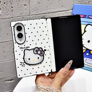 New style ลายจุด Kitty Cat โซ่มือ เคส สำหรับ Samsung Galaxy Z Fold8 Wide Case ชุดสามชิ้นที่ถอดออกได้รวมทุกอย่าง แกนกลางแม่เหล็ก ป้องกันการตก พลิกปก เคส