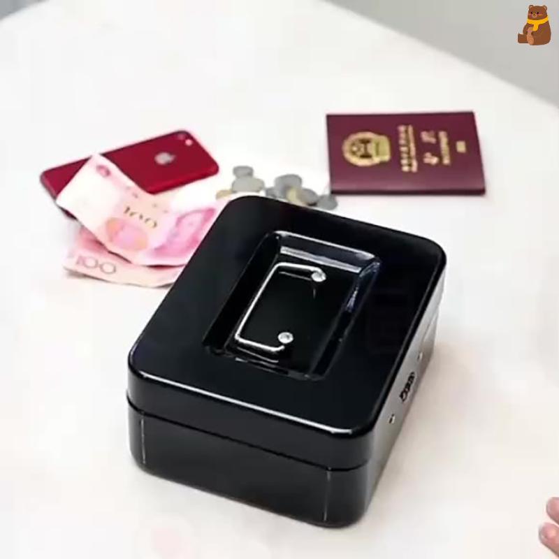 [TA] Portable Mini Key Safe Money Box Steel Piggy Bank Sturdy Loable Coin Box Cash Storage Hidden Box For Home Store Suitcase TH
