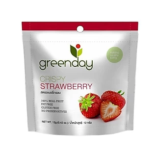 [ขายดี] กรีนเดย์ สตรอเบอร์รี่ อบกรอบ (12 กรัม) Greenday Crispy Strawberry