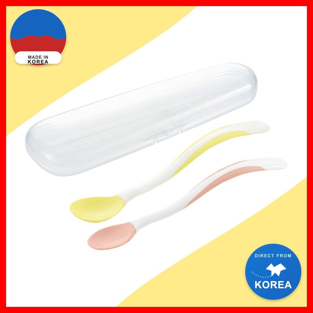[ritchel] TLI Soft Baby Spoon Set คละสี 2 ชิ้นพร้อมกล่อง / ชุดช้อนเด็กเกาหลี / ดีไซน์นุ่มโดย Daily P