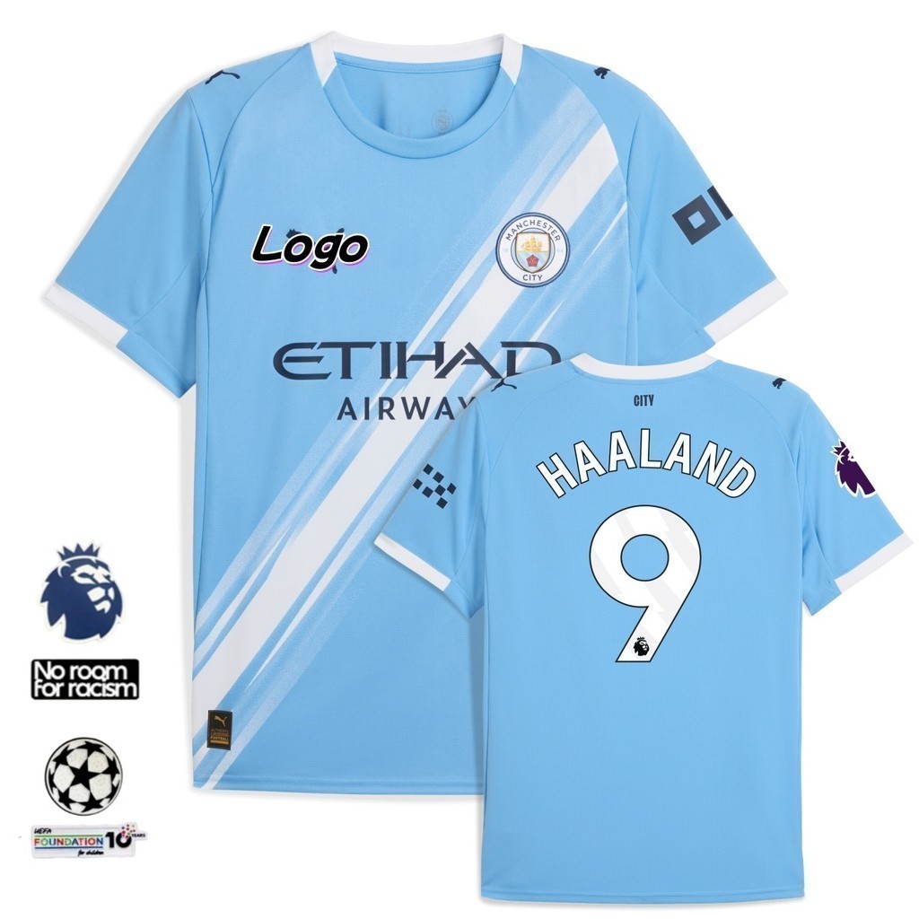 Man City Daily Football Jersey Men Home Graphic Quick Dry Breathable Short Sleeve Top