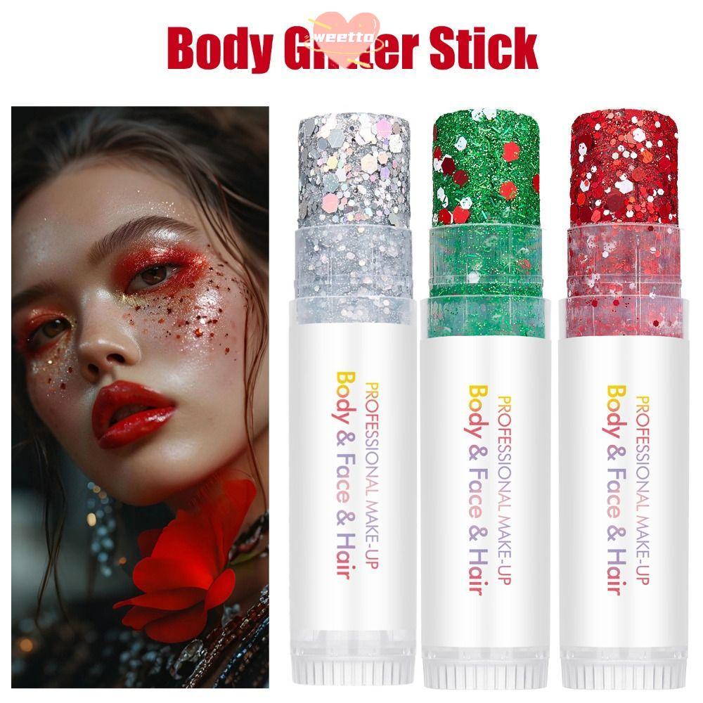 WETTO Facial Glitter Stick, Chunky Glitter กันน้ํา Body Glitter Stick, อเนกประสงค์ไม่เหนียวเหนอะหนะใ
