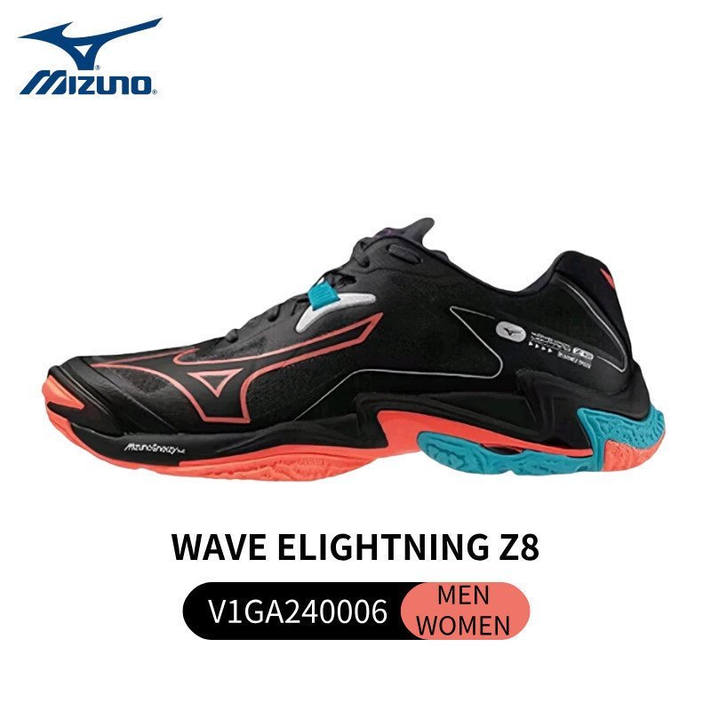 รองเท้าวิ่ง Mizuno Wave Lightning Z8 สีดําและน้ําเงิน