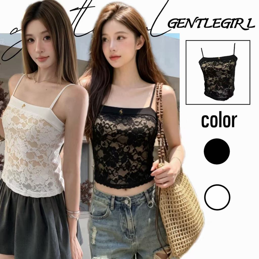 #GG🎀เสื้อสายเดี่ยวลูกไม้สำหรับฤดูร้อนแบบใหม่ ทรงเข้ารูป สามารถใส่เป็นเสื้อตัวในหรือตัวนอกก็ได้