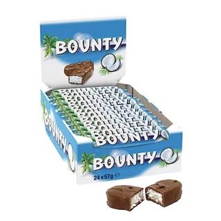 Bounty Chocolate Bar 24 x 57g (1 box) ++ บาว์นตี้ ช็อกโกแลตบาร์ 20 x 57 กรัม (1 กล่อง)