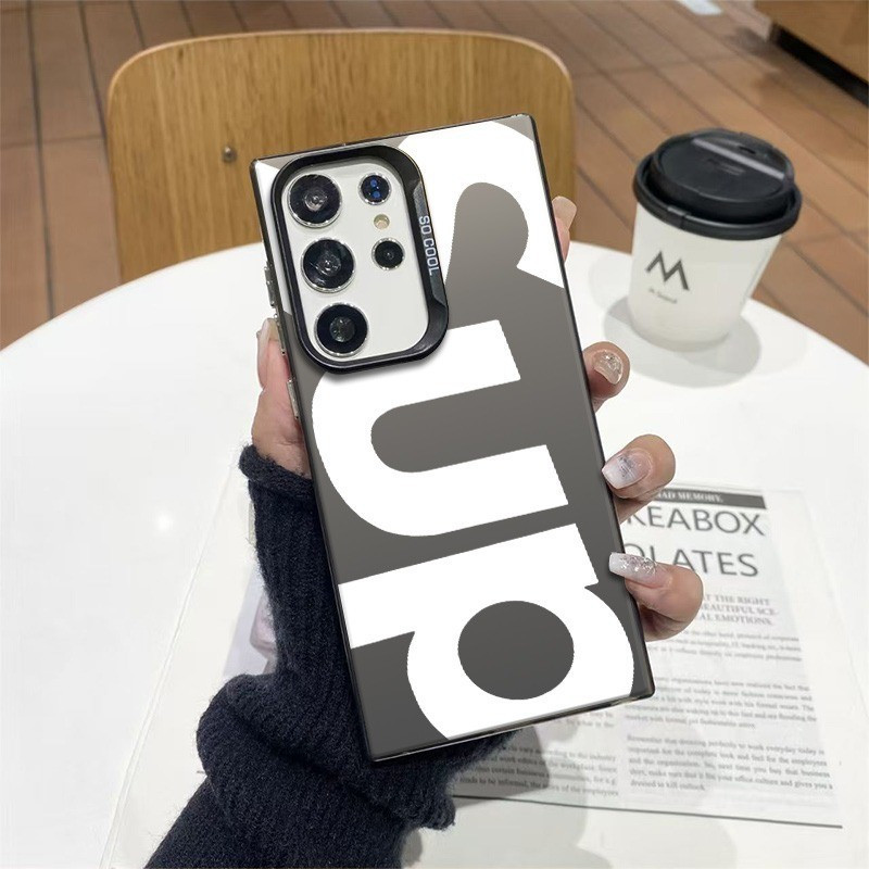 เคสโทรศัพท์อินเทรนด์ตัวอักษรสีขาวเรียบง่ายเหมาะสําหรับSamsung A05S/A135G/S22ULTRA/A555G/S24FE/S25ULT