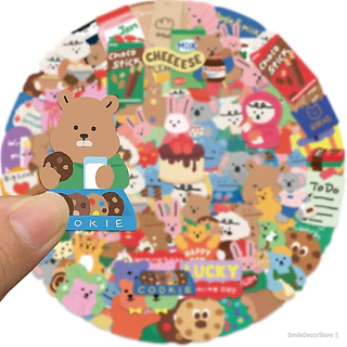 [พร้อมส่ง] สติ๊กเกอร์ รูปหมีน่ารัก ชุด 100 ชิ้น กันน้ำ สําหรับติดตกแต่ง