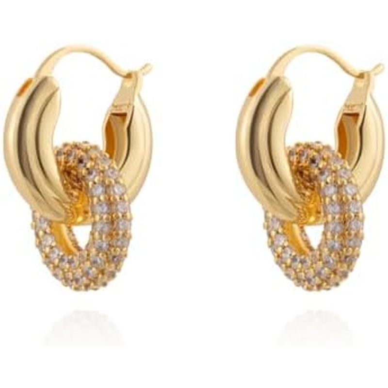 ต่างหู Huggie Dangle ขนาดเล็กชุบทอง Milan Chiva 14K | น้ําหนักเบาอินเทรนด์หัวใจ Dainty เครื่องประดับ