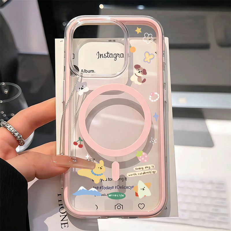 🌸Snap&Co🌸เคสแม่เหล็ก MagSafe ลายการ์ตูนน่ารักสำหรับผู้หญิง สำหรับ iPhone 17 16 15 14 13 12 11 Pro Pro Max Plus กันก