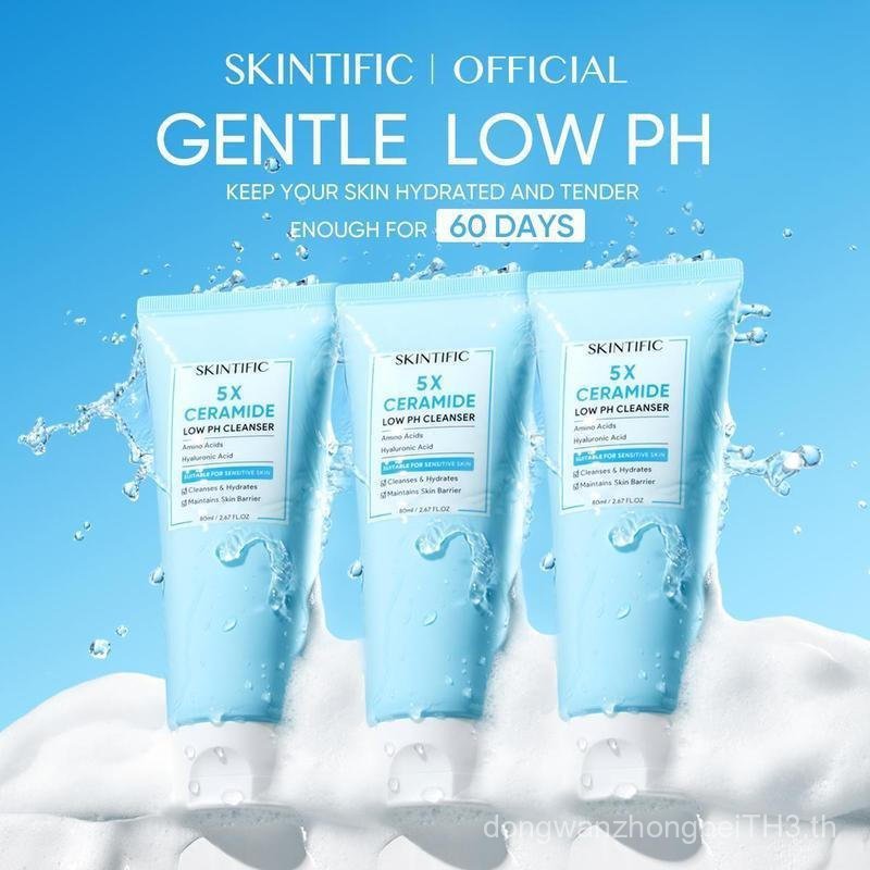 Skintific 5 Times Ceramide Low pH Value Gentle Cleanser (80ml) ไอศกรีม Texture Cleanser