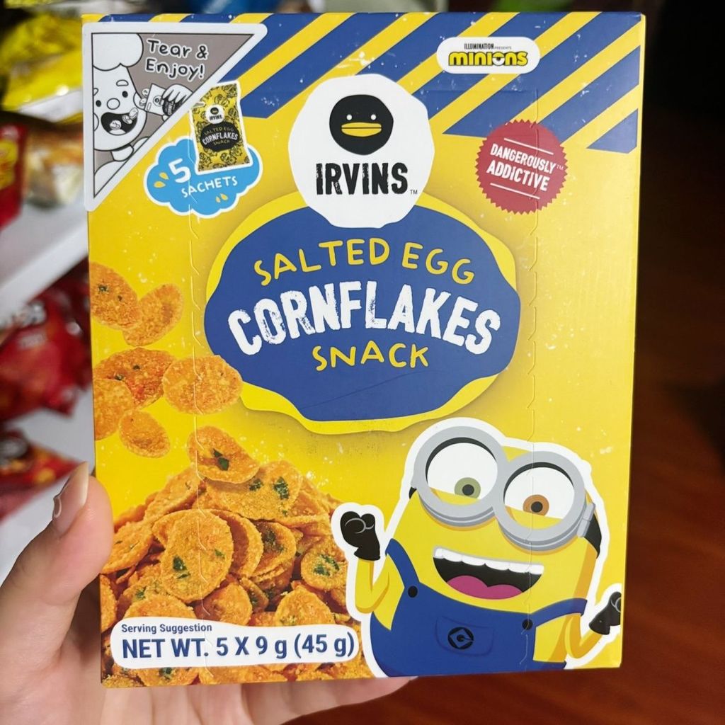 สิงคโปร์พิเศษ IRVINS Co-Branded Minion Series ไข่แดงเค็มคอร์นเฟลกส์นําเข้าขนมป่อง