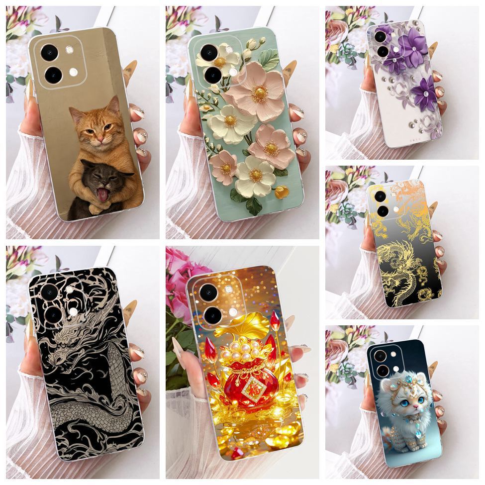 Clear สําหรับ Vivo V2352 สําหรับ Vivo Y28 4G กรณีความงามน่ารักการ์ตูนแฟชั่นผีเสื้อตลกทาสีสําหรับ Viv
