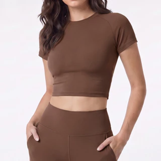 AirActive เสื้อครอปท็อปแขนสั้น แบบเข้ารูป ดูดซับความชื้น สําหรับเล่นโยคะ กีฬา