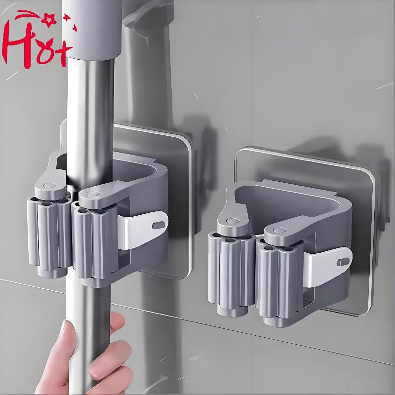 GE Heavy Duty กาว Mop & Holder ไม่มีการเจาะ Strong Grip กันน้ําแขวนผนังสําหรับห้องน้ําซักรีด Room Square