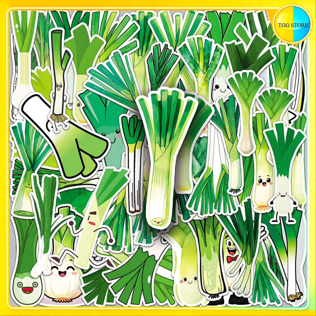 🚚พร้อมส่ง🚚 50แบบ Sticker ต้นหอม การ์ตูน spring green onion scallion Vegetable Food Plant Cartoon