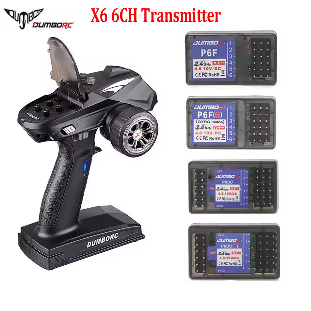DumboRC X6 2.4G 6CH เครื่องส่งสัญญาณรีโมทคอนโทรลพร้อม P6F/P6FG/P6DC/P6DCG Gyro DC Receiver สําหรับ R