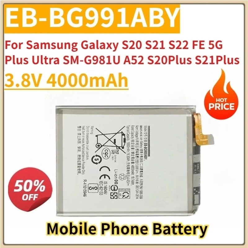 ใหม่เปลี่ยนแบตเตอรี่ 3.8V 4000mAh EB-BG991ABY สําหรับ Samsung Galaxy S20 S21 S22 FE 5G Plus Ultra SM