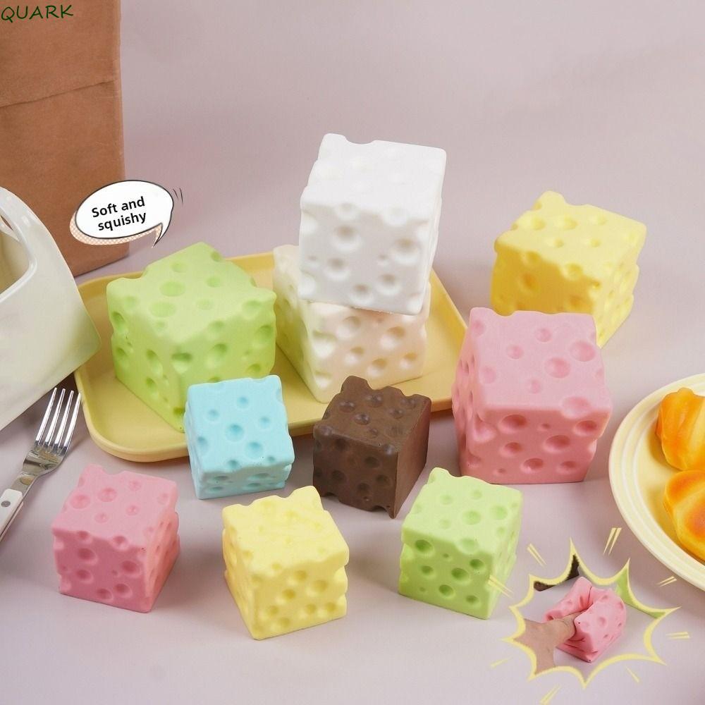 QUARK ชีสบีบ Cube, 5/7 ซม.Super Soft Cheese Squishy ของเล่น, ความแปลกใหม่ PU ช้า Rebound Fidget ของเ