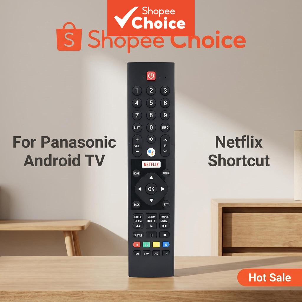 รีโมทคอนโทรลสําหรับทีวีพานาโซนิค แอนดรอยด์ สมาร์ท ทีวี Netflix รุ่น D10 ไม่ต้องตั้งค่า พร้อมใช้งาน ไม่รองรับเสียงสั่งการด้วย Google