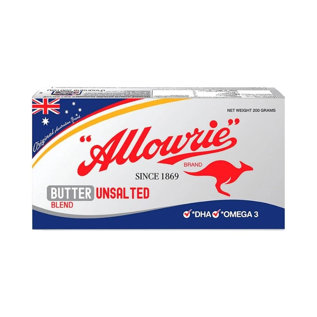 อลาวรี่ บัตเตอร์เบลนด์สเปรดจืด Allowrie Butter Blend Unsalted 200g.
