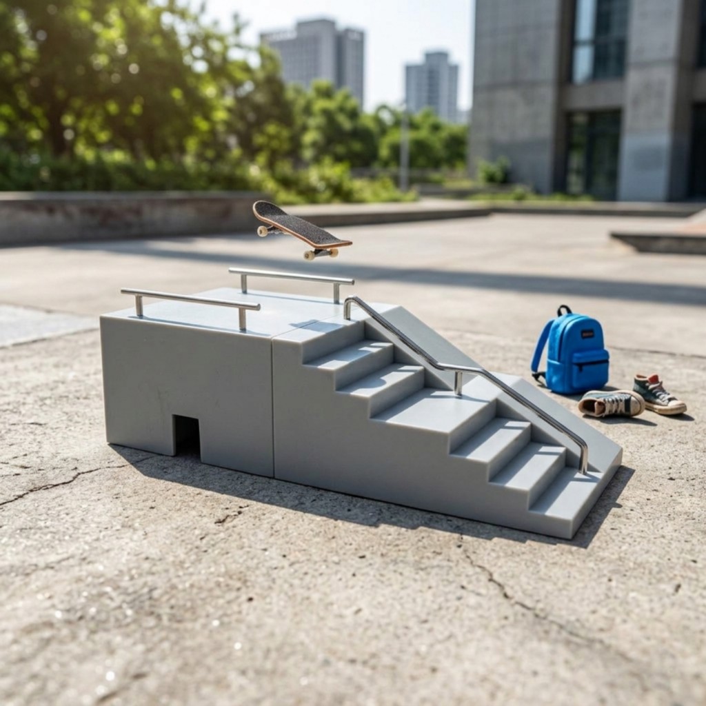 Finger Skateboard Ramp with Rail Compact Fingerboard Ramp Skateboard Ramps Sturdy Fingerboard Traini