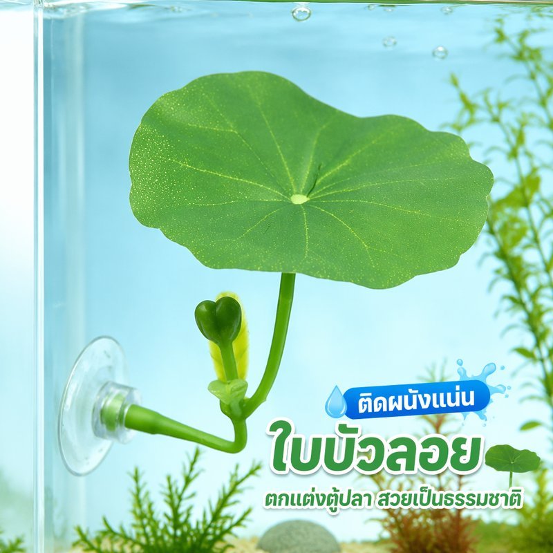 ใบไม้ปลอม ตกแต่งตู้ปลา ใบบัวเทียม พืชน้ำเทียม ที่หลบซ่อนปลา ที่พักปลากัด วางไข่