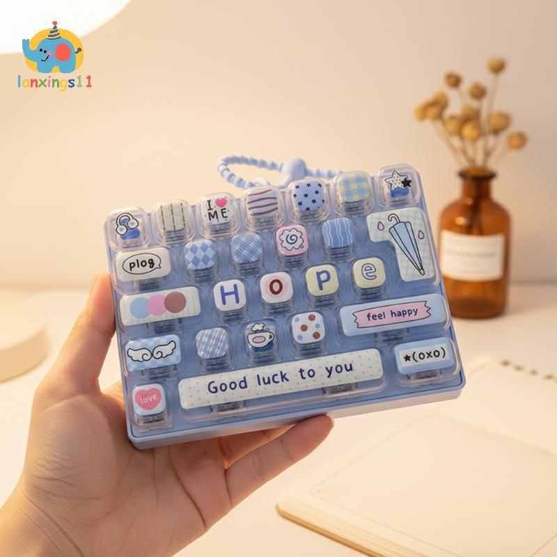 LAN น่ารักคีย์บอร์ดรูปร่าง Fidget บีบของเล่นที่มีสีสันรูปแบบการ์ตูนเหมาะสําหรับ Bapa Charms เด็กของขวัญทุกวันความเครียดบรรเทา TH