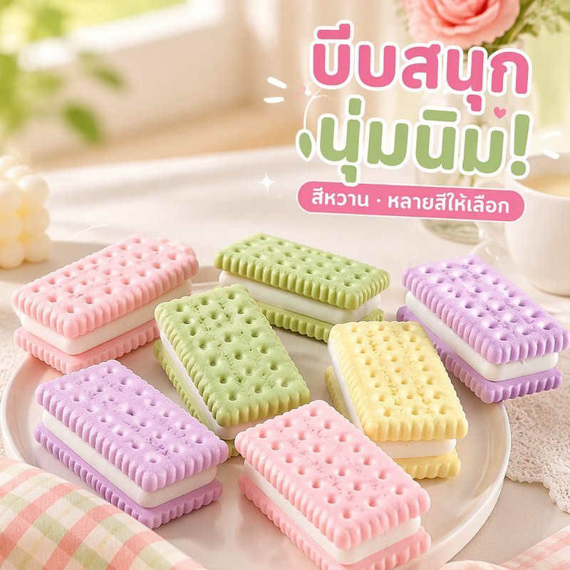 สกุชชี่คุกกี้แซนวิชของเล่นช้าเพิ่มขึ้นความเครียดบรรเทาโฟม ปู่ นุ่มน่ารักแบบพกพา
