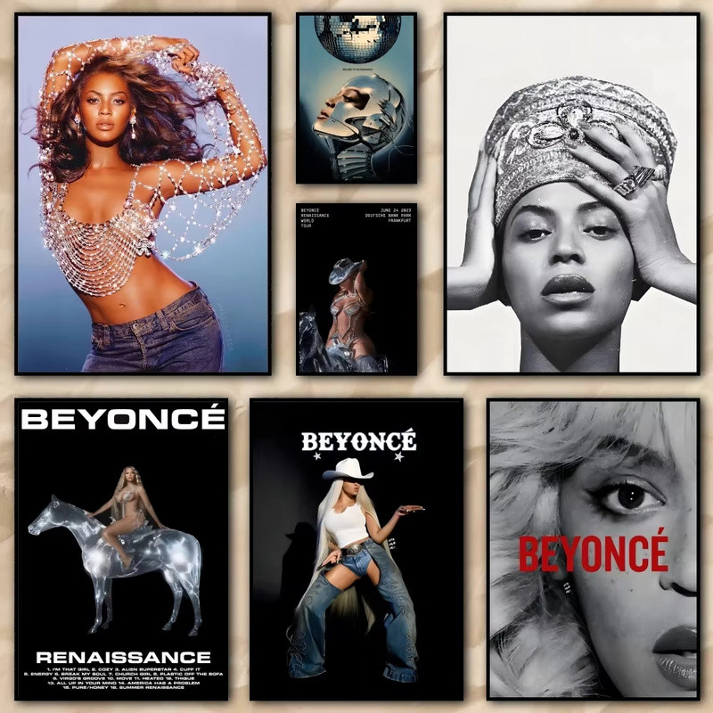 B-Beyonce Renaissance Singer Painting Calligraphy HD Canvas Poster living room bedroom bar aesthetic