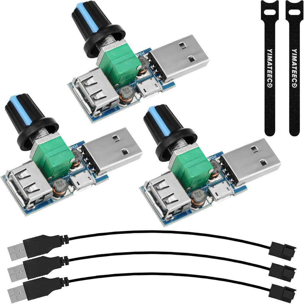 ตัวควบคุมความเร็วพัดลม USB, ตัวควบคุมพัดลม USB 3 แพ็ค Stepless Speed Noise Air Volume Governor พร้อม
