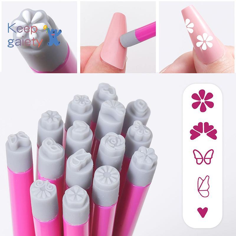 [Kpt-t] Professional Chic Nail Art Stamp Pen Set 9D Floral //Star/Butterfly/Heart Nail Template DIY 
