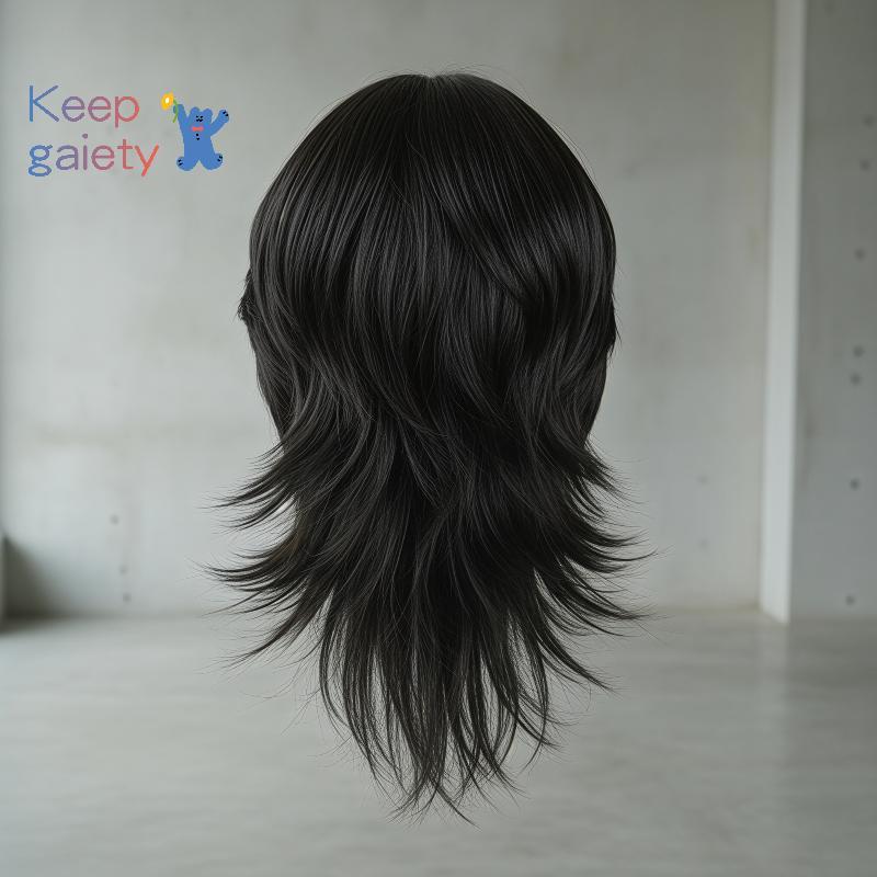 [Kpt-t] วิกผมหัว Mullet คอสเพลย์สําหรับผู้ชายผู้หญิงอะนิเมะสังเคราะห์สั้นตรงหางหมาป่าปลอมอุณหภูมิสูง