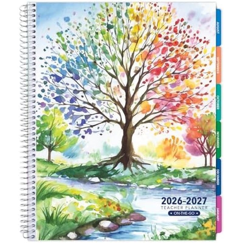 LITE TEACHER PLANNER - Aug 2026-Jul 2027, 8.5" x 11" Daily Weekly รายเดือนผู้จัดงาน - รวม 7 ครั้ง ปฏ
